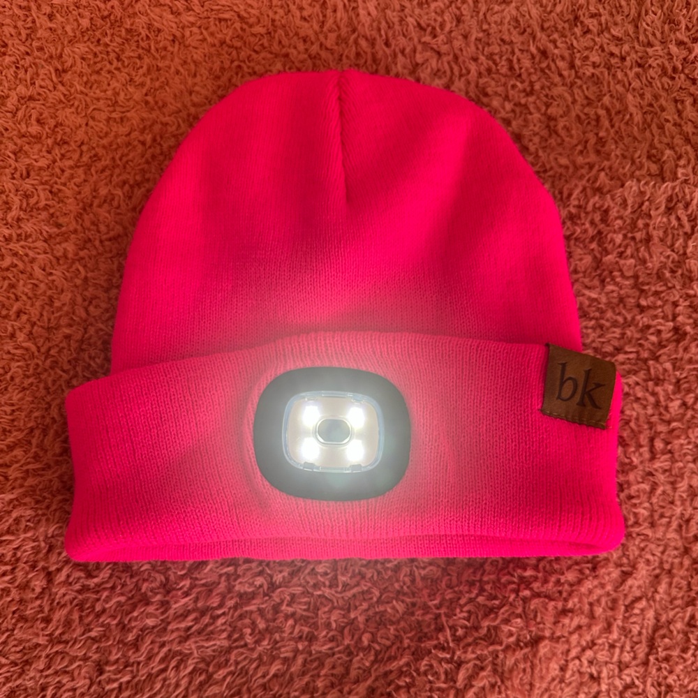 NWOT - Women's Bright Pink LED Beanie
